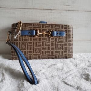 Anne Klein Wristlet Wallet Brown and Blue NWT